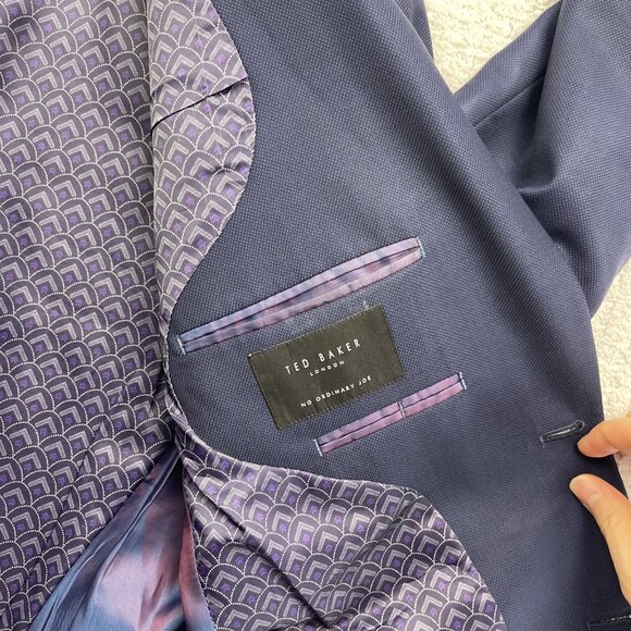 Ted Baker Navy Blue 100% Wool Joey CT Sport Coat Jacket Blazer Men's 40S - Picture 10 of 16